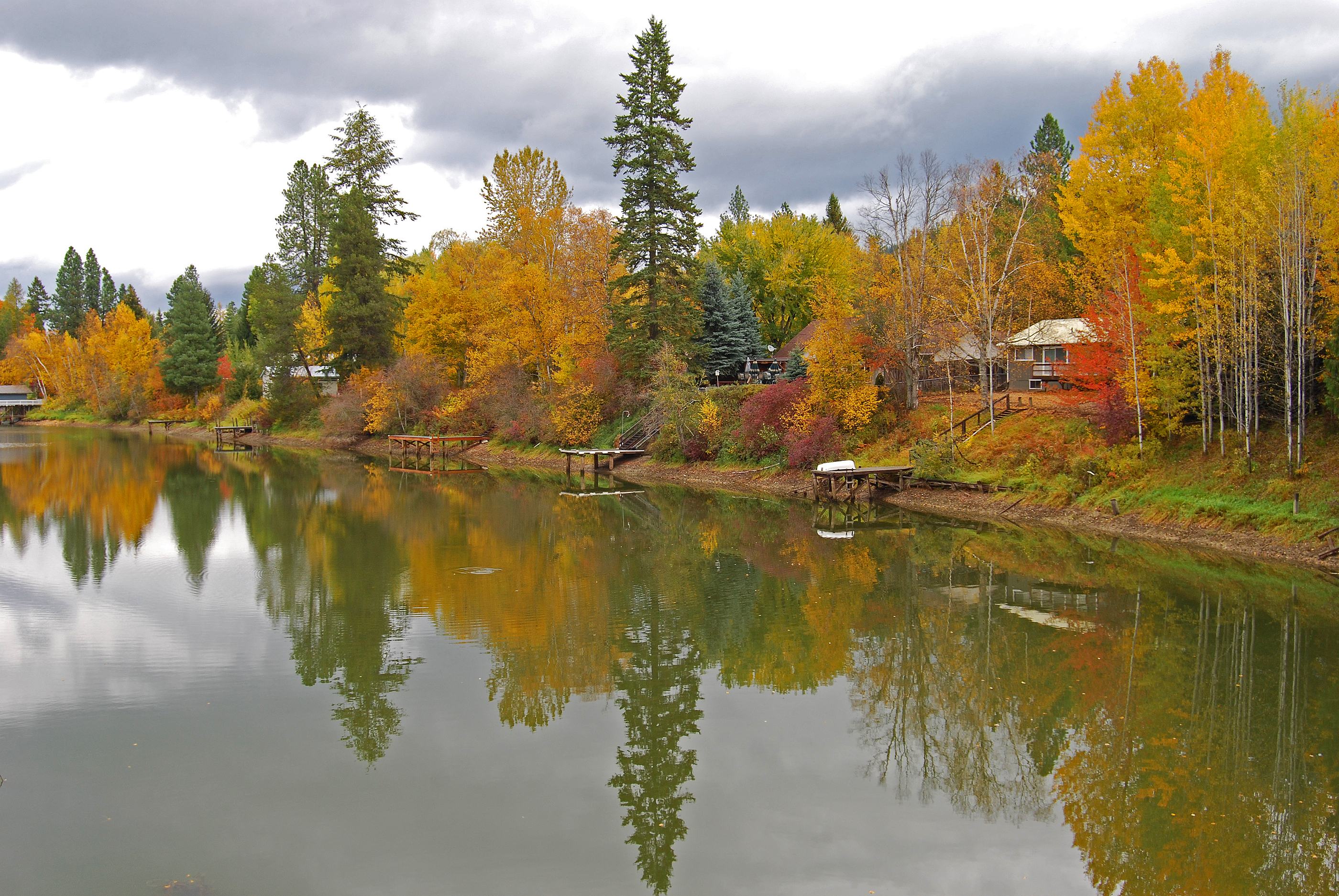 Autumn Lake Reflections A waterfront home in autmn, near Sandpoint, Idaho.