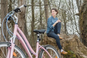 biking in the woods